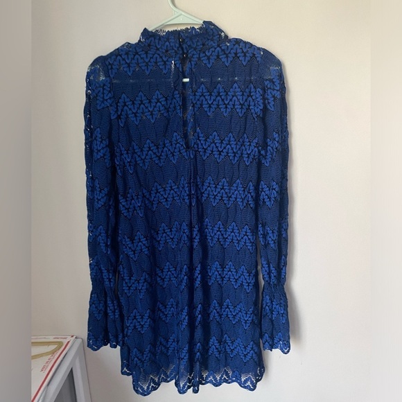 Free People Simone Lace Mini Woman's Blue Dress Size X Small - Picture 5 of 8